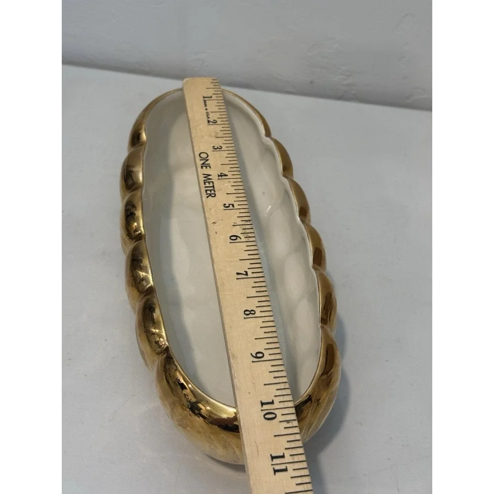 Vintage Swetye Pottery‎ Salem Ohio 22K Gold Planter Bowl Mid Century ~10 x 4